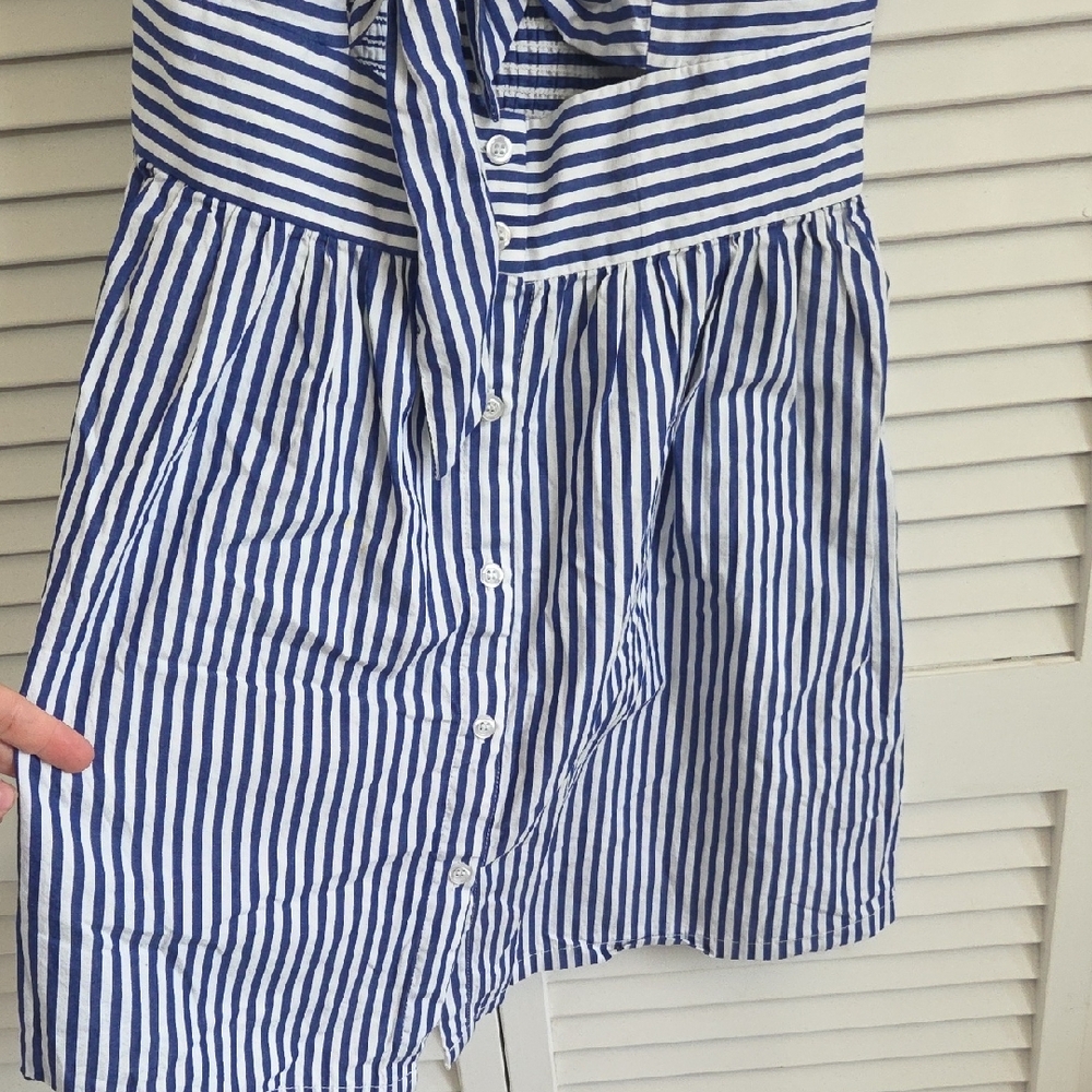 Striped Blue and White Mini Dress - Picture 4 of 4